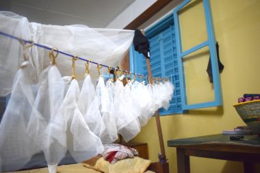 ITN materials hanging on a clothes line